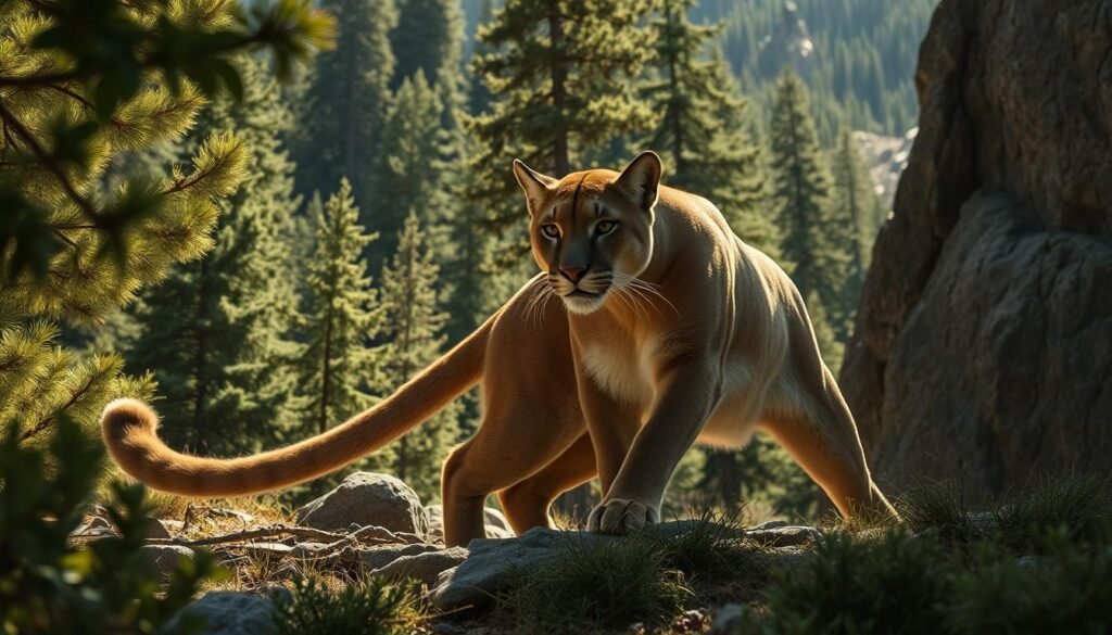 Cougar in wilderness showing size and appearance