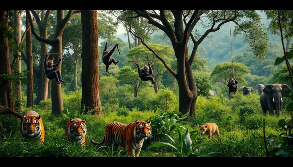 Endangered Animals in Forest Habitat