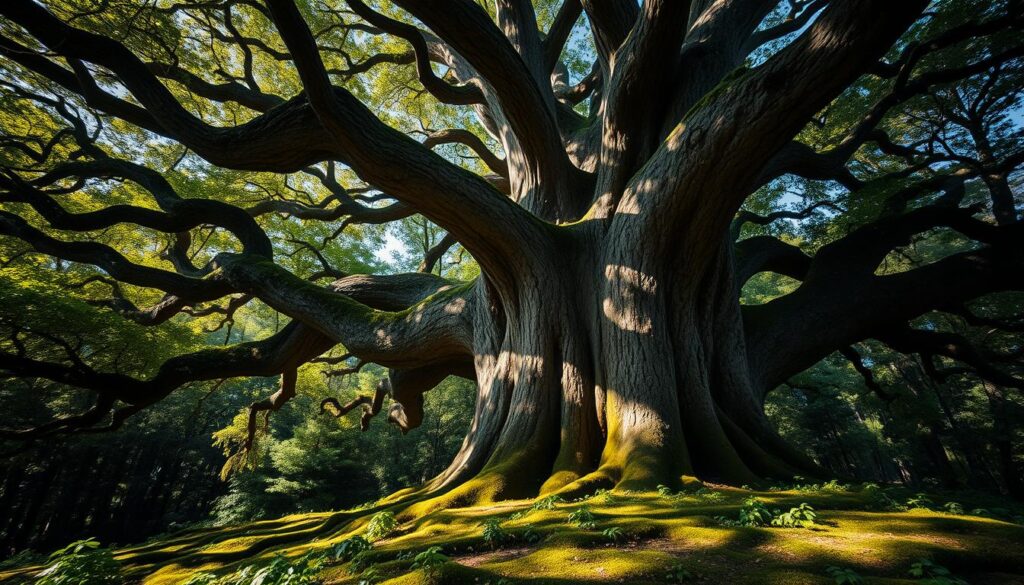 Giant Oak Tree in Forest