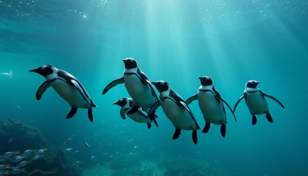 Little Blue Penguins Swimming Underwater