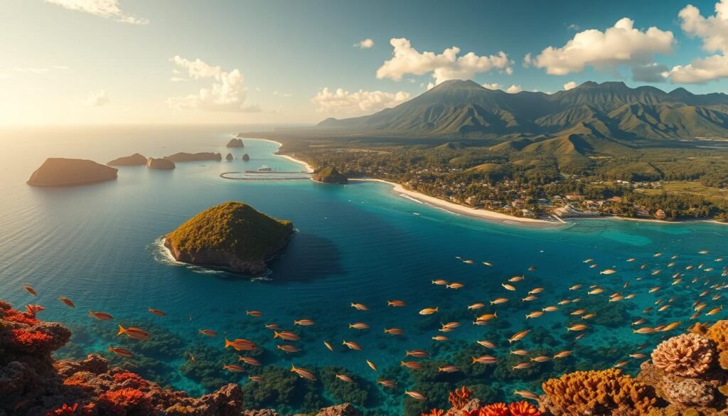 Pacific Ocean islands and marine life