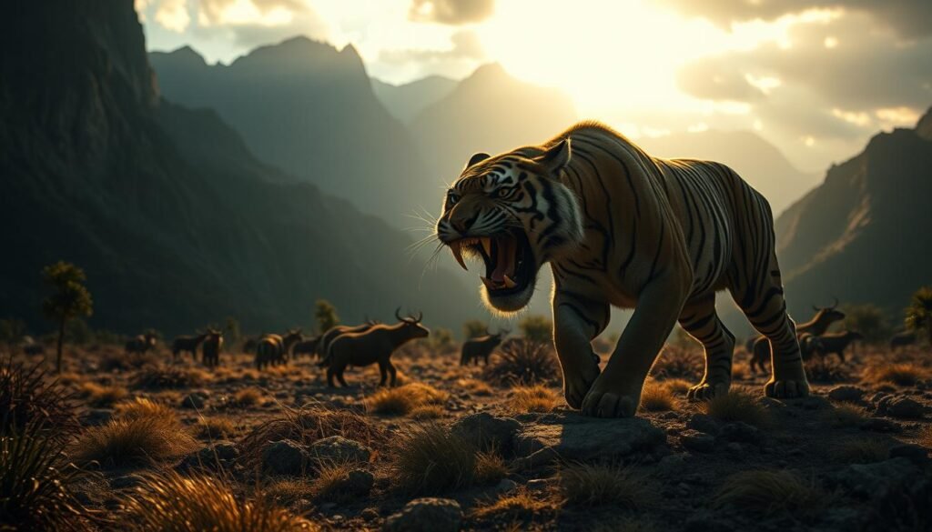 Prehistoric cat behavior of saber-toothed tigers