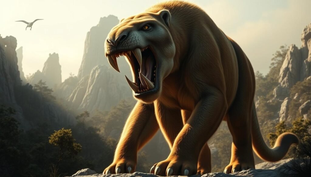 Smilodon prehistoric predator illustration
