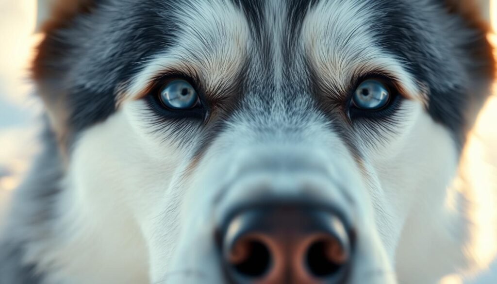 arctic dog coat and eyes