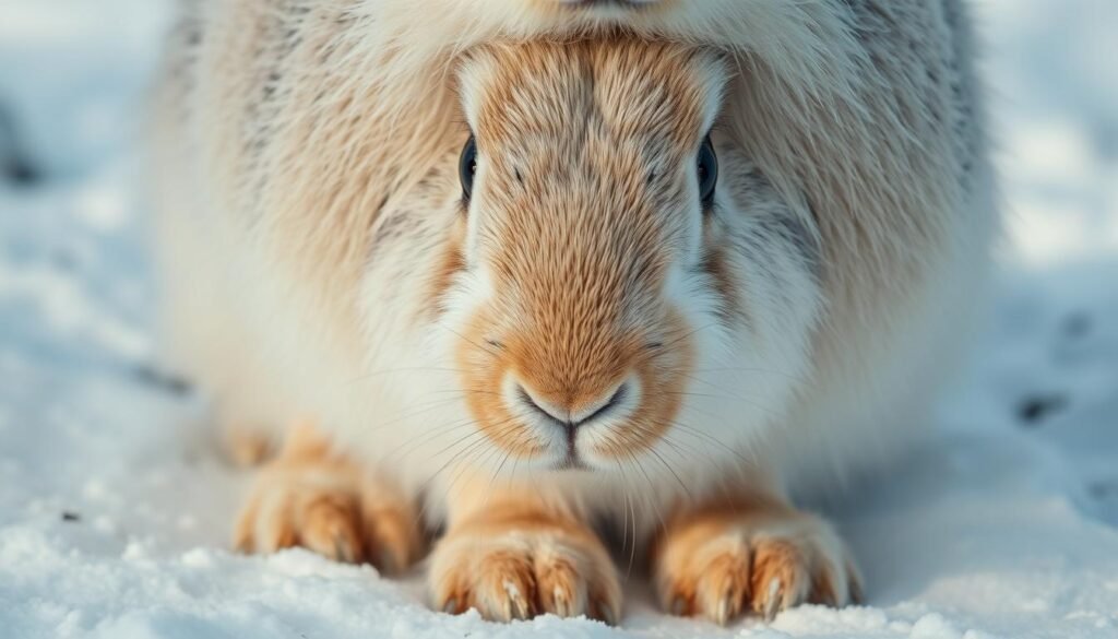 arctic hare winter fur and anatomy