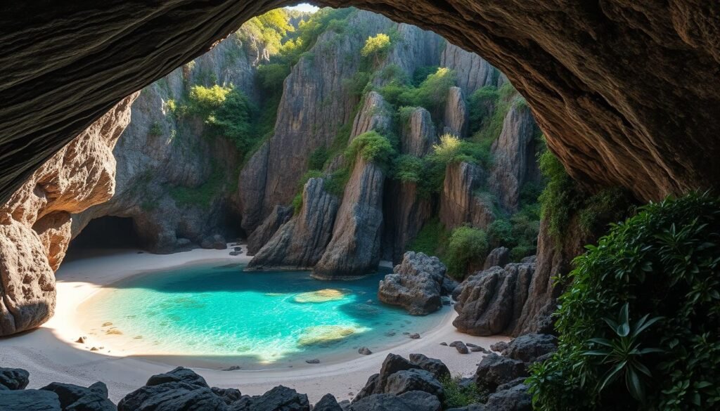 hidden caves and beaches