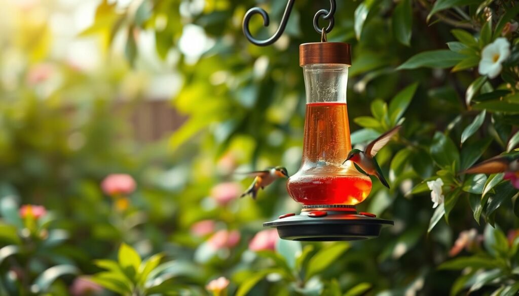 hummingbird feeder setup