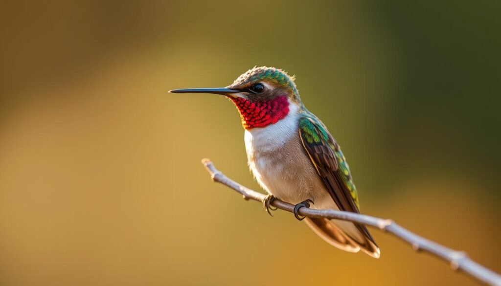 ruby-throated hummingbird in torpor state