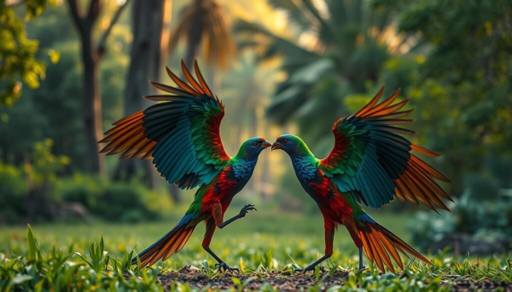 vivid bird mating displays