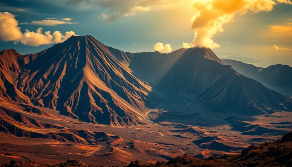 volcano twin peaks caldera structure
